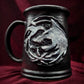 Wolf and Sparrow Witcher Mug - Black Cast Iron Look with Silver